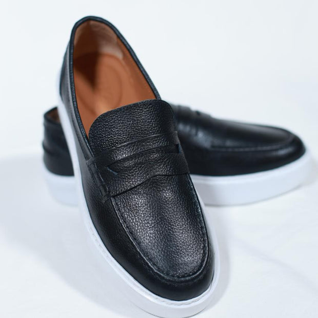 mocassins en cuir